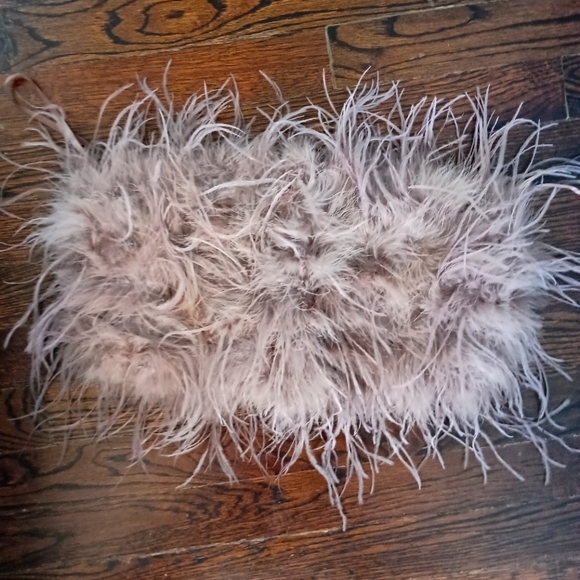 Lamarque Zaina Strapless Ostrich Feather Top - Doeskin color - Picture 5 of 9